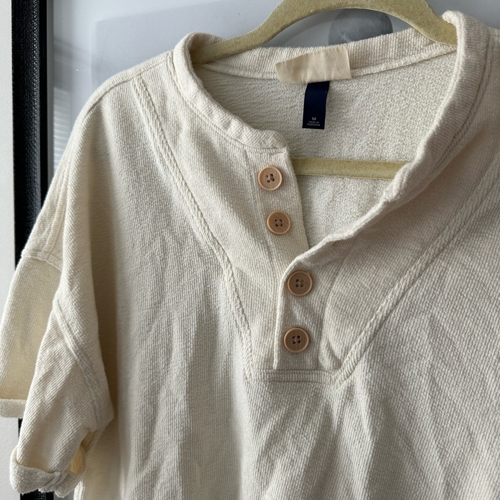 Universal Thread Cream Henley with Wooden Buttons